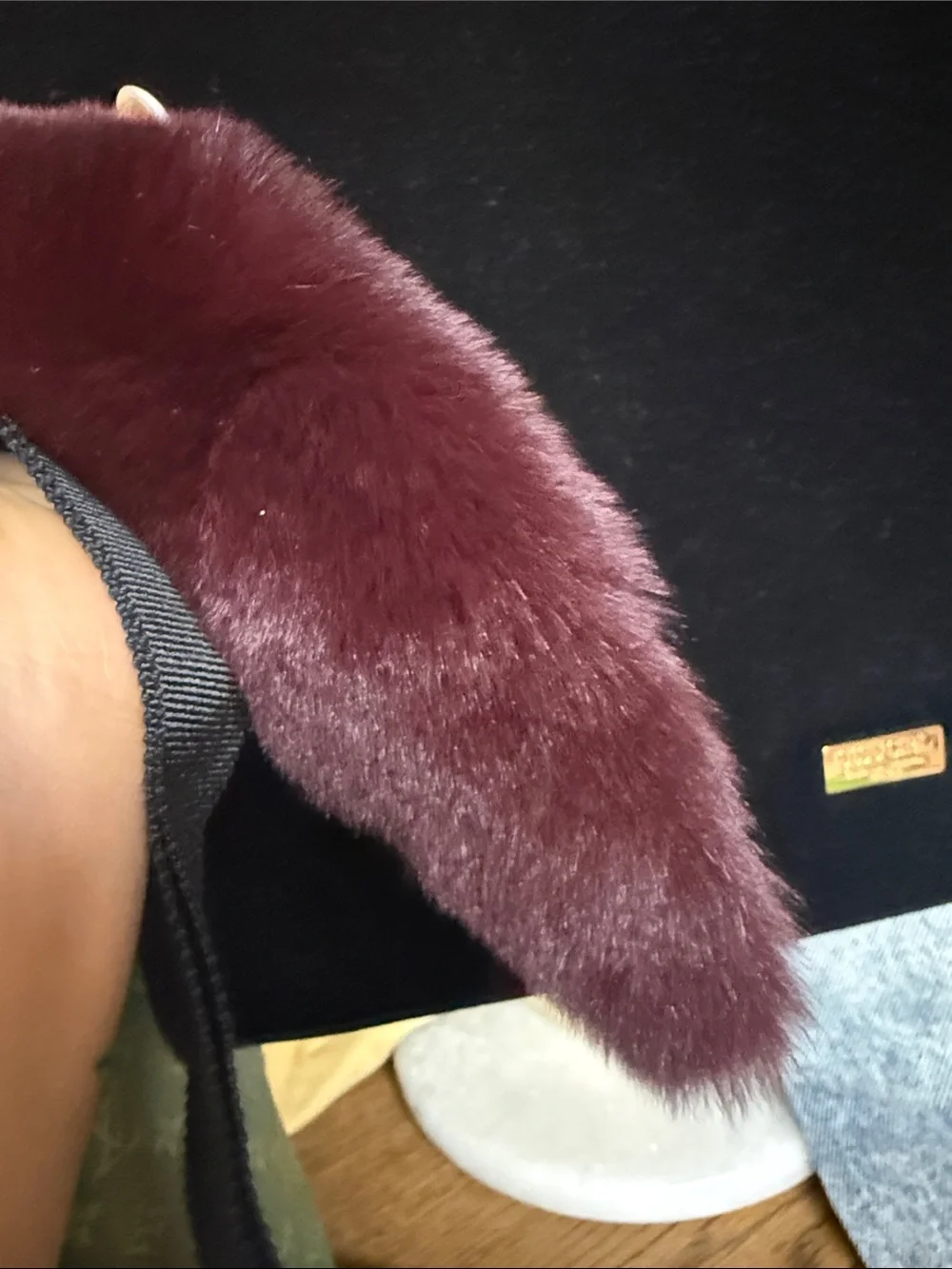 Miu Miu Faux Fur Keychain Charm in Burgundy